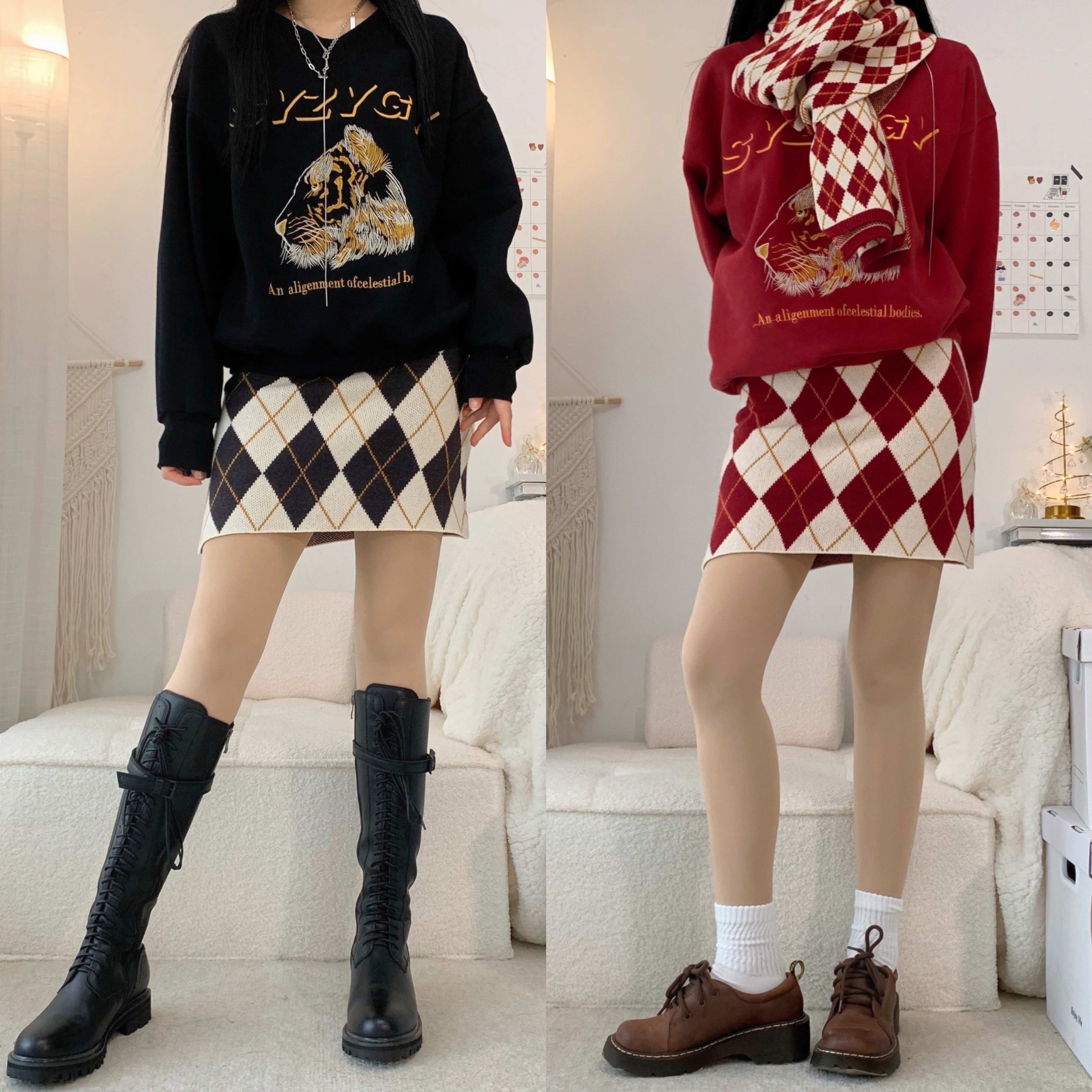 新年春季新品云月jk虎年加绒卫衣裙子套装半身裙