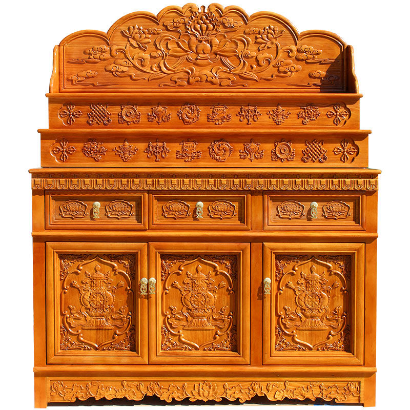 实木佛龛立柜带门三层佛柜供桌藏式密宗佛台供台家用经济型观音台