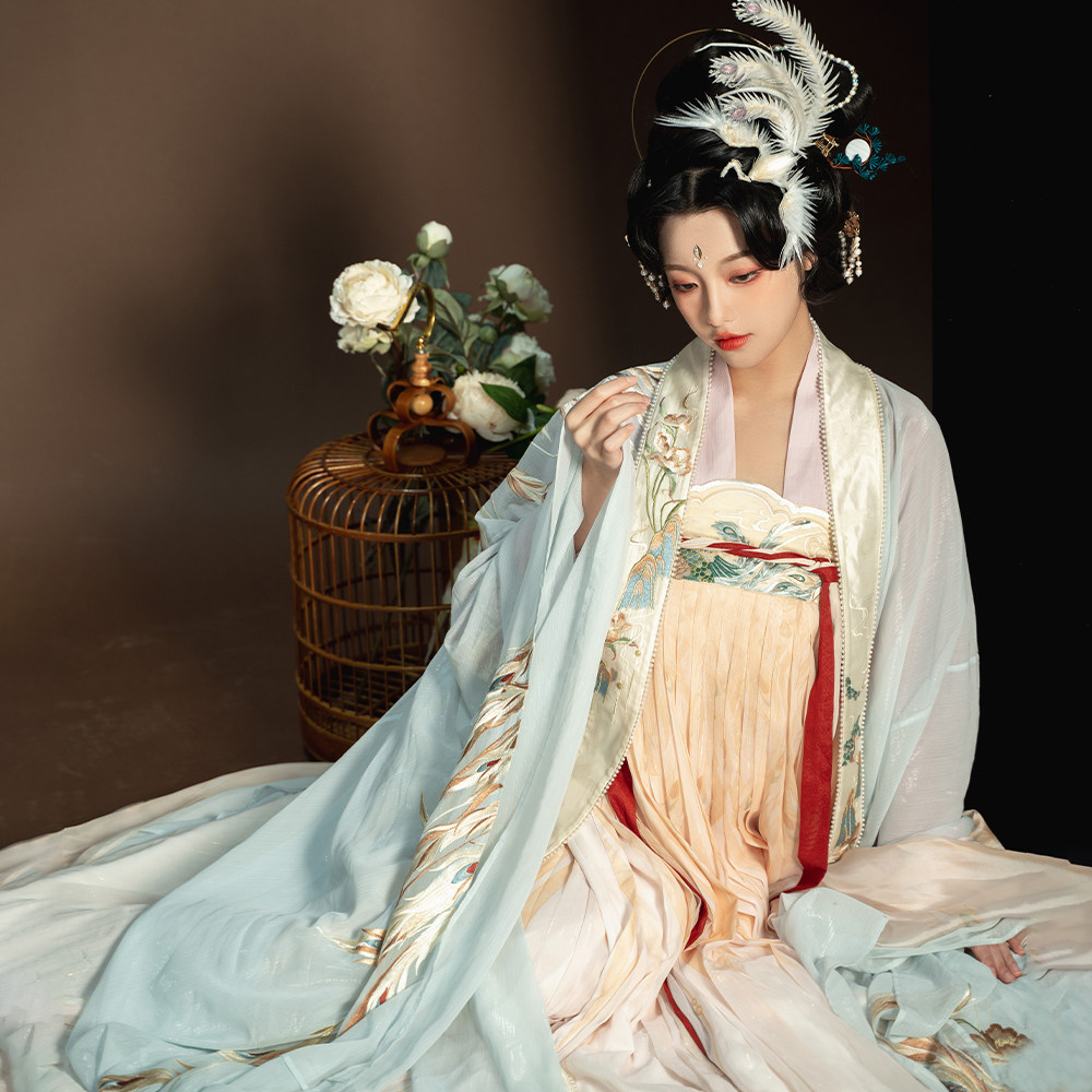 燕云织造局凤凰于飞唐制齐胸大袖凤凰主题刺绣原创汉服