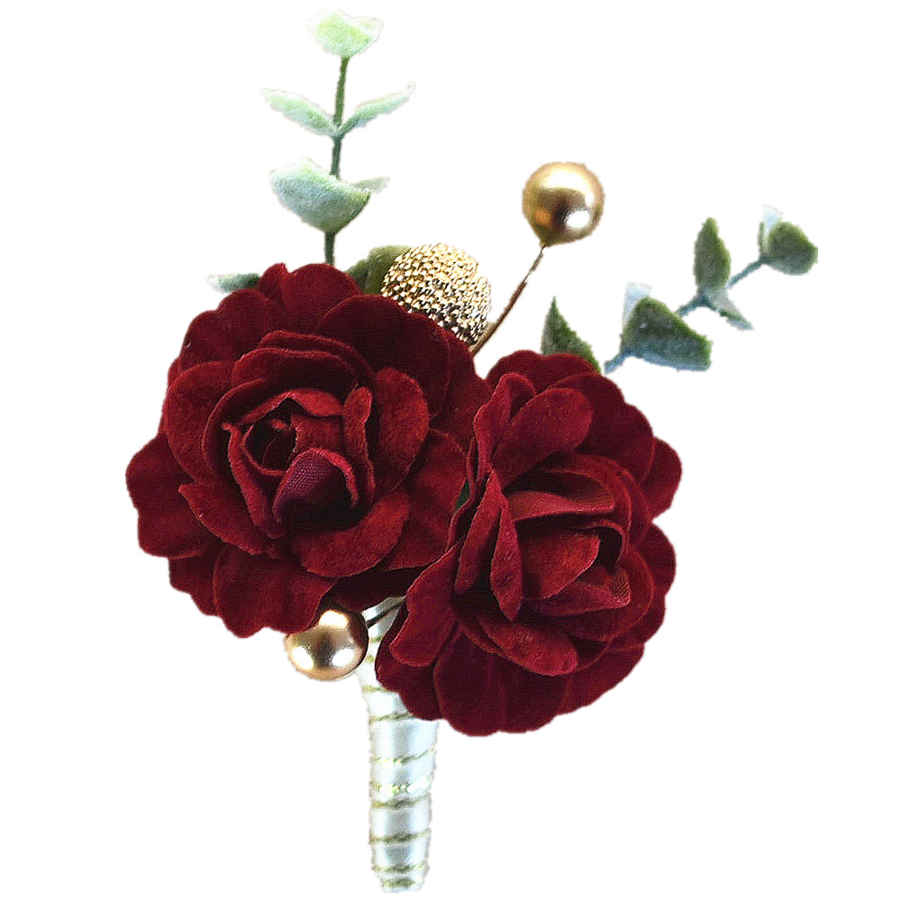 高端原创欧美婚礼胸花花酒红色玫瑰中式个性胸花