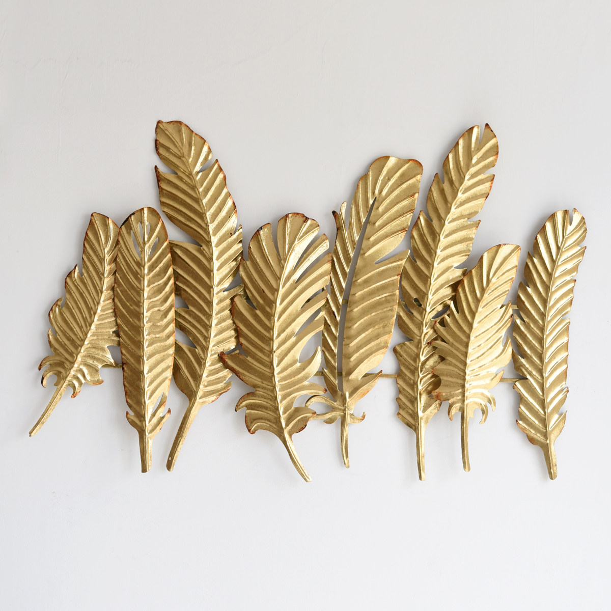 轻奢现代时尚立体铁艺金色叶子壁挂墙面客厅壁饰