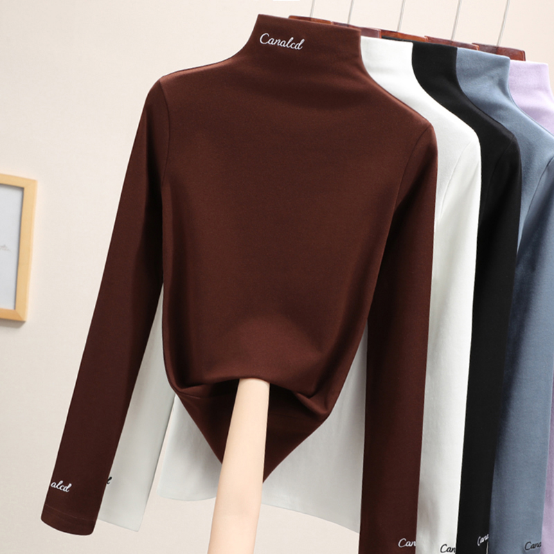 打底衫女内搭秋冬百搭半高领2022新款黑色长袖t恤秋装洋气上衣女