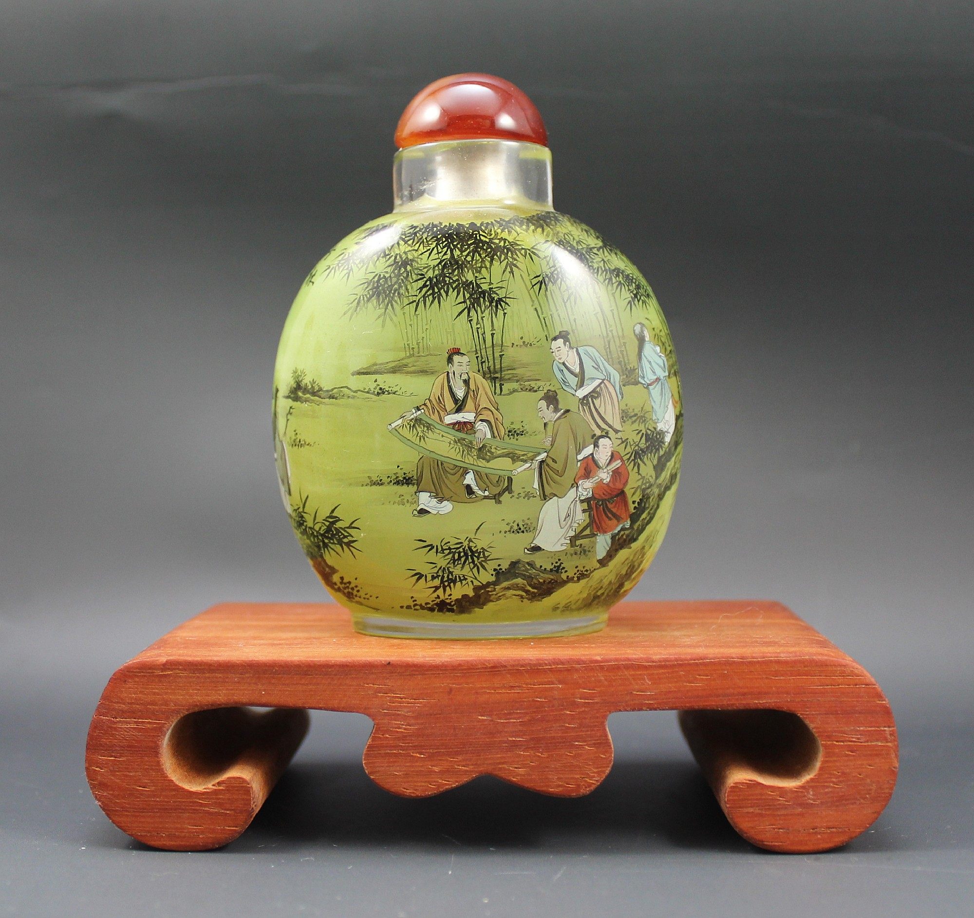 东江作品内画鼻烟壶精品收藏三国故事三顾茅庐内画鼻烟壶