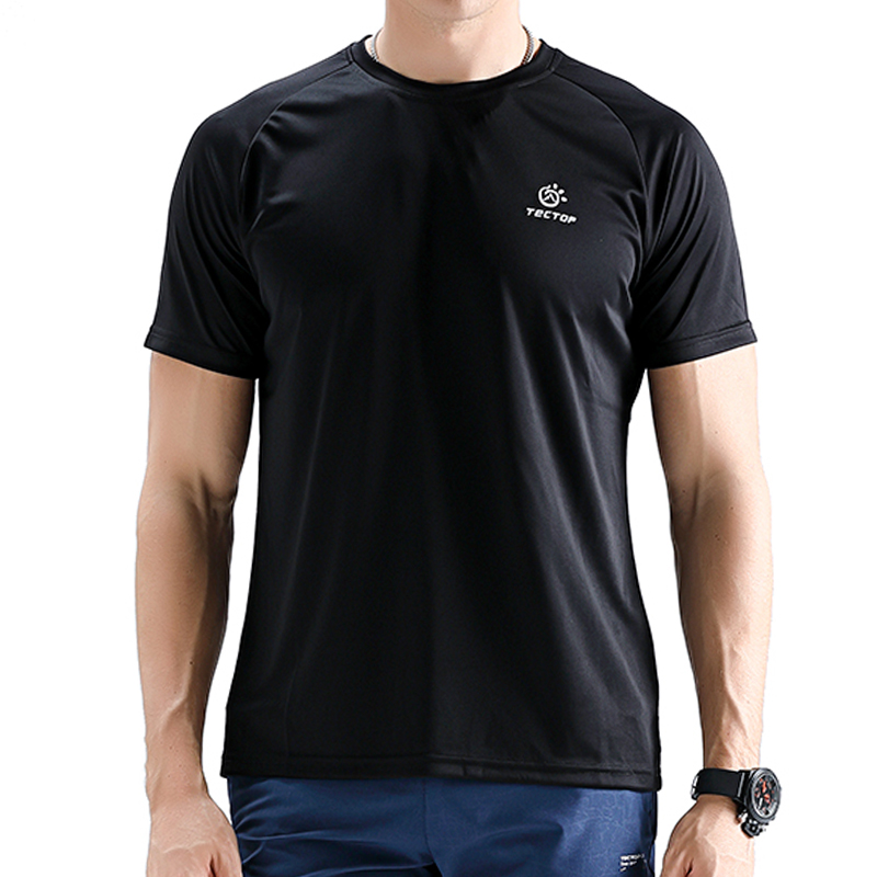 TECTOP/探拓夏季户外休闲纯色T恤男圆领短袖透气速干衣运动上衣