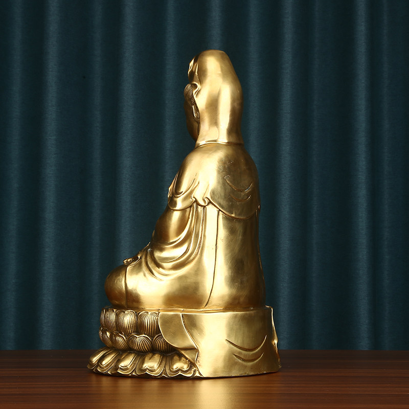 纯铜观音菩萨家用神像铜像摆件普陀山南海观音像摆件