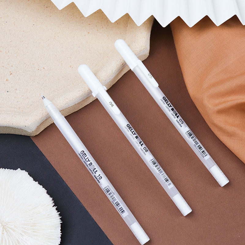 樱花高光笔手绘漫插画涂色设计细节描边030405mm水性白线笔水彩留白笔