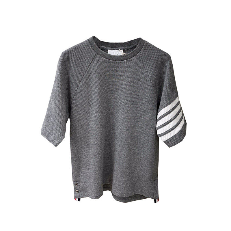 2021春夏新款潮牌tb华夫格全棉短袖经典四道t恤