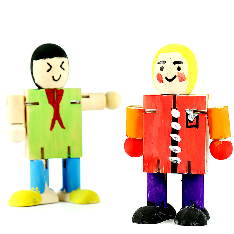 白坯木头人木人关节木偶卡通diy绘画涂鸦儿童木偶