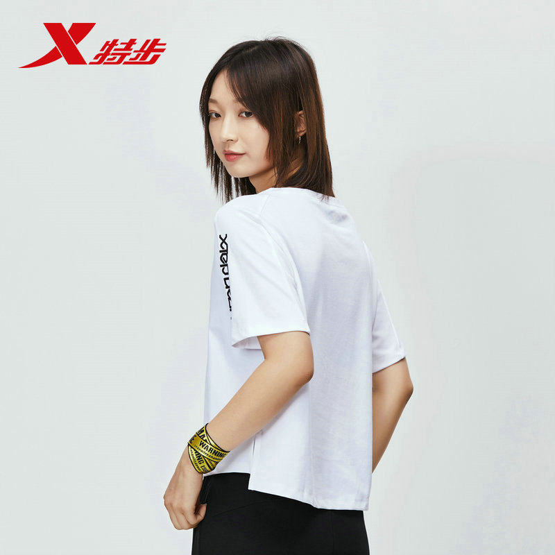 特步女装短袖t恤夏季新品运动上衣夏装官网正品潮流休闲半袖t恤