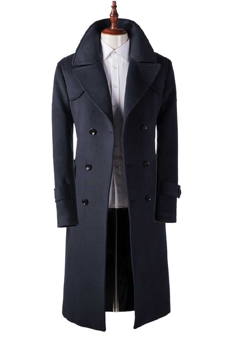 2020秋冬新款修身毛呢大衣超长款韩版英伦商务毛呢大衣