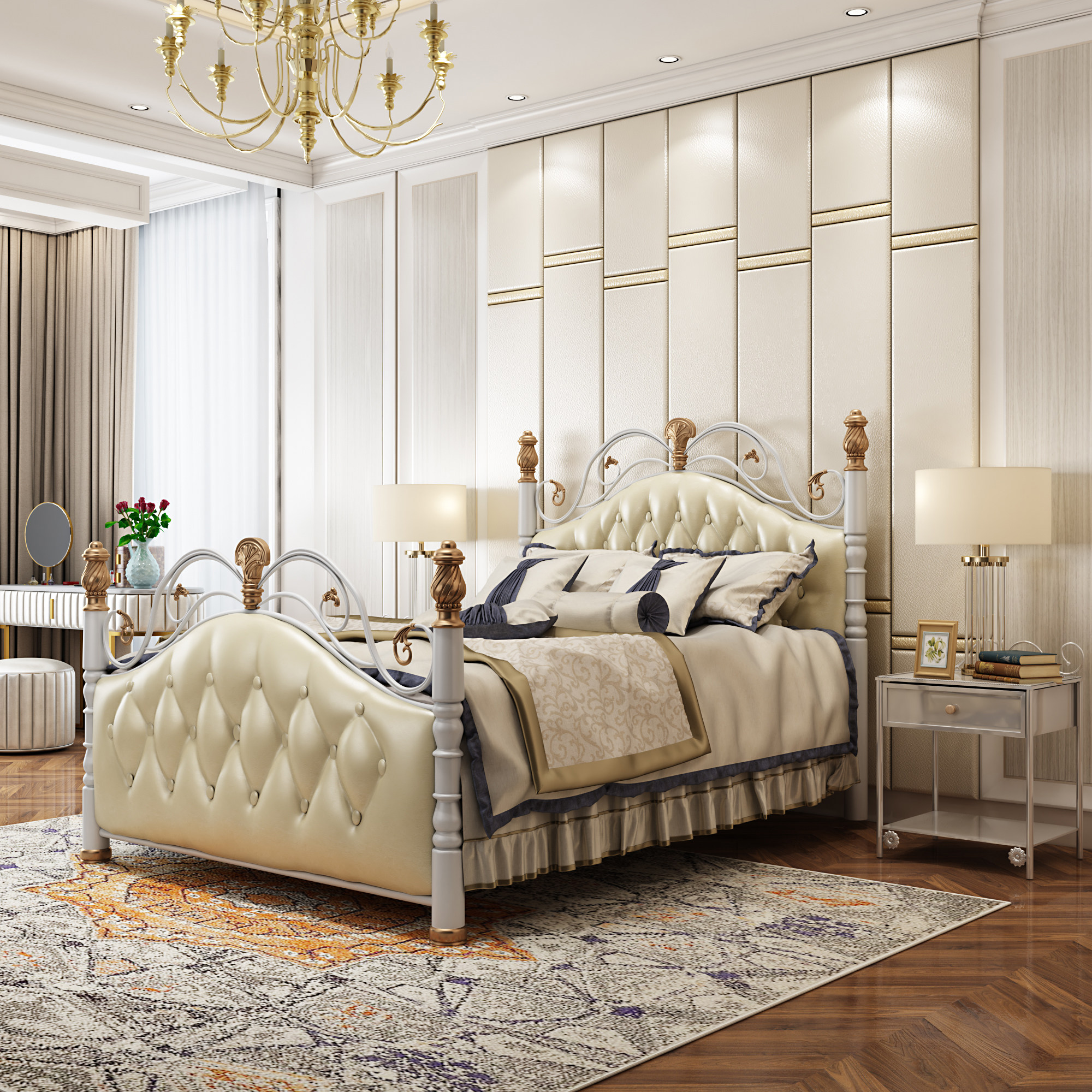 鑫礼豪欧式铁艺复古公主双人床轻奢铁床床架高档铁艺