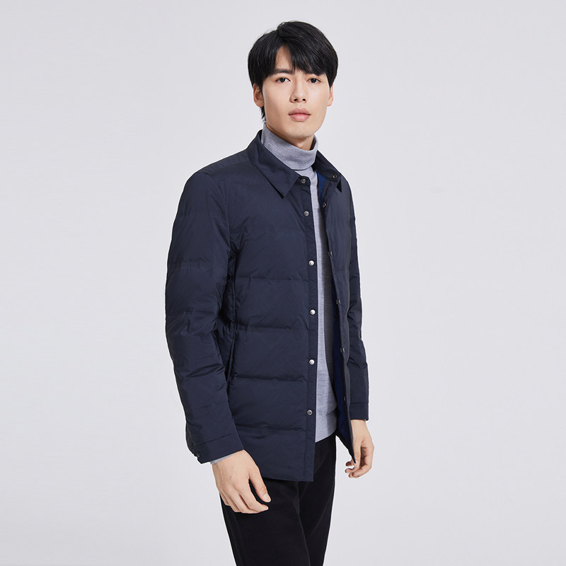 秋冬季羽绒服茄克短版印花新款男士白鸭绒劲霸男装鸭绒羽绒服