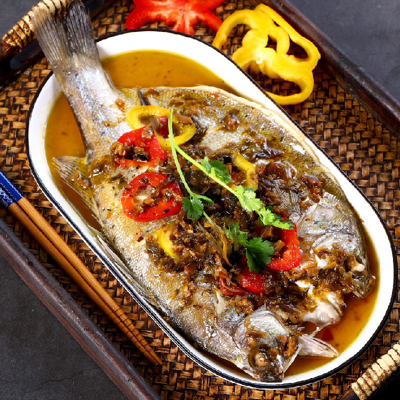 鲈鱼新鲜豆豉开背半成品腌制水产加热即食方便菜淡水鱼类