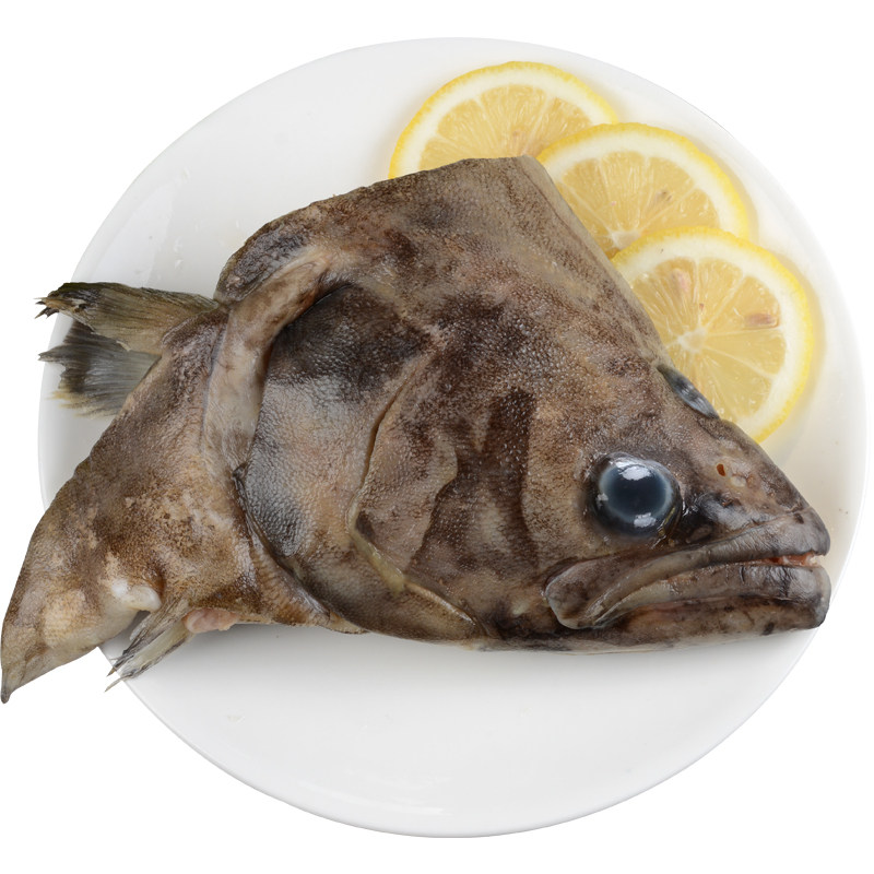 鲽鱼头格陵兰进口深海比目鱼海鲜新鲜碟鱼头冷冻4只包邮鸦片鱼头