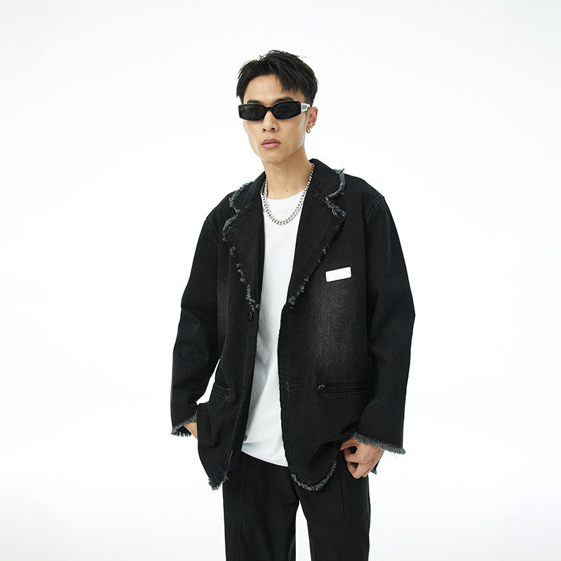 tenpsen2022秋冬毛边字母贴布休闲西装国潮情侣百搭西服