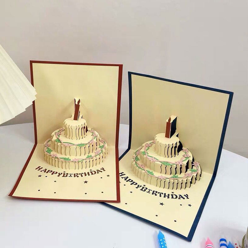 走心创意3d立体蛋糕生日贺卡手写祝福语高级特别创意礼盒