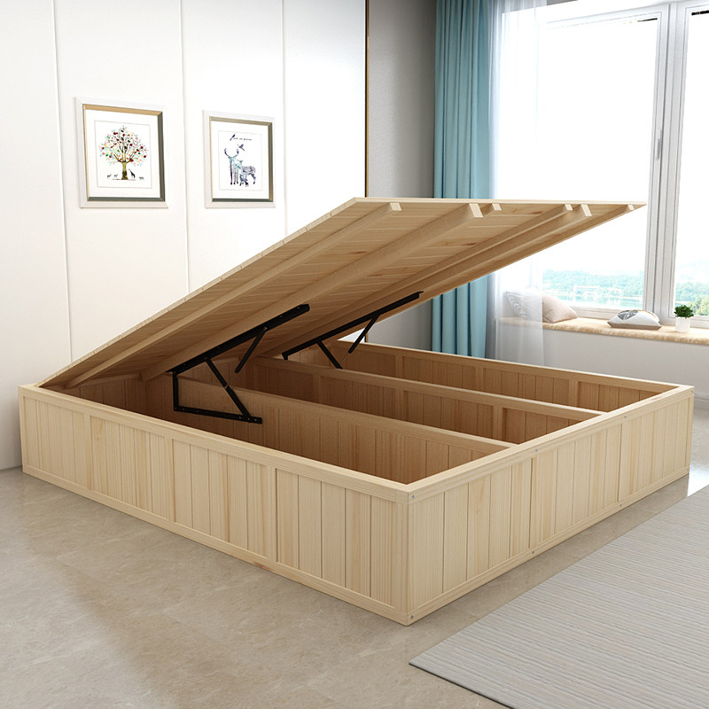 实木新款高箱床简易气动15米18米收纳床榻榻榻米实木床