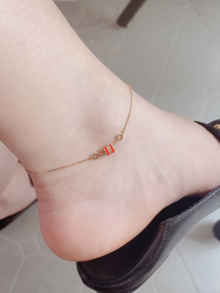 漂亮时尚脚裸金脚饰圆环镂空镶嵌小蛮腰轻奢韩国脚饰