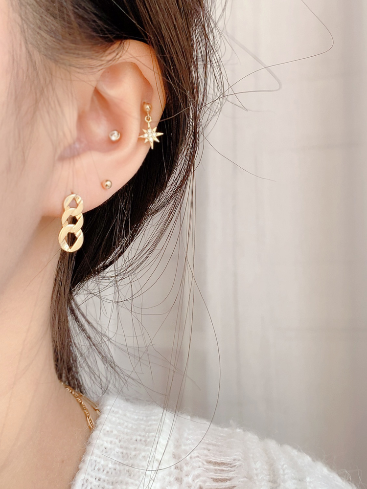 高级感韩国纯10k金耳环女素金镂空圆环k黄金耳扣耳圈耳饰礼物