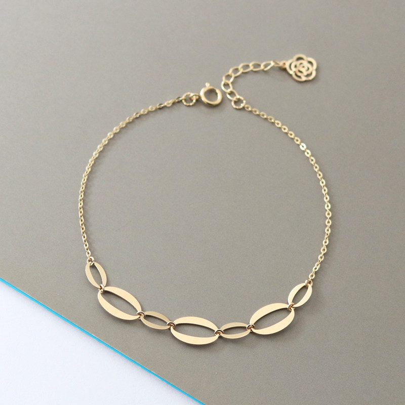 手链韩国金手链14k椭圆形简约镂空精致气质百搭手饰