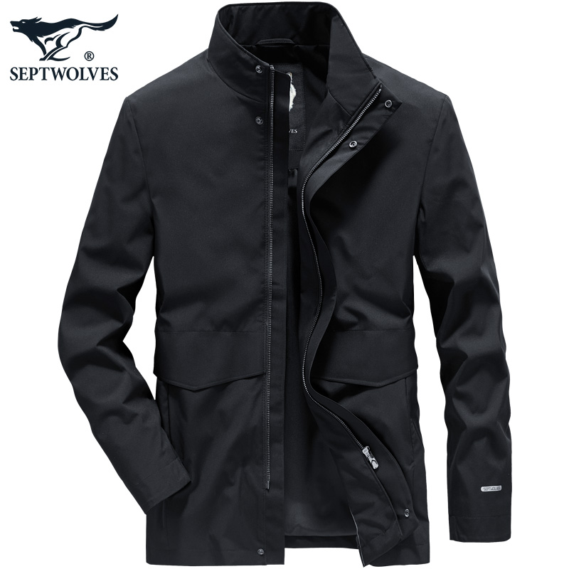 七匹狼风衣男中长款外套春秋季韩版潮流帅气男装英伦风商务夹克