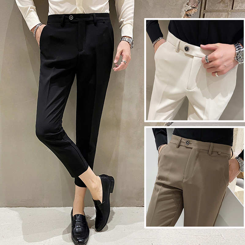 痞帅裤子男九分西装裤春秋季2022新款潮流修身小脚休闲高级感西裤