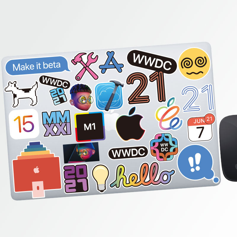 wwdc开发者大会苹果2021笔记本电脑平板行李箱贴纸ipad笔记本个性小