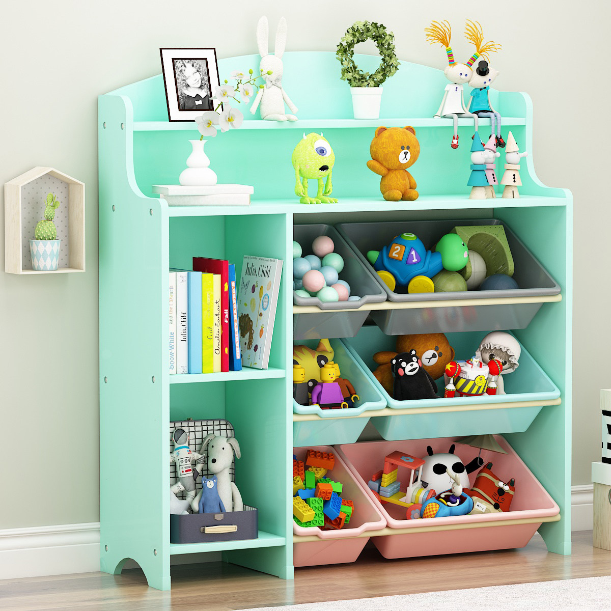 收纳儿童玩具宝宝书架绘本整理柜子置物架多层玩具儿童储物架