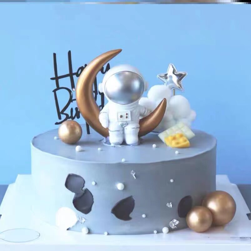 男生天空航空母舰蛋糕装饰航空宇航员飞机模型儿童节日装扮用品