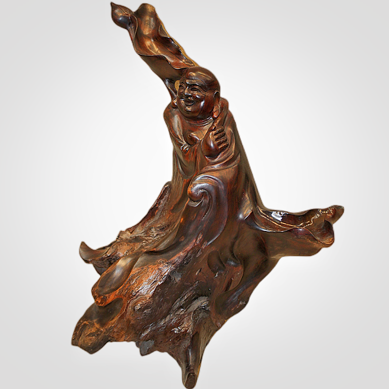 中式古典红木根雕人物神像老挝大红酸枝木交木雕