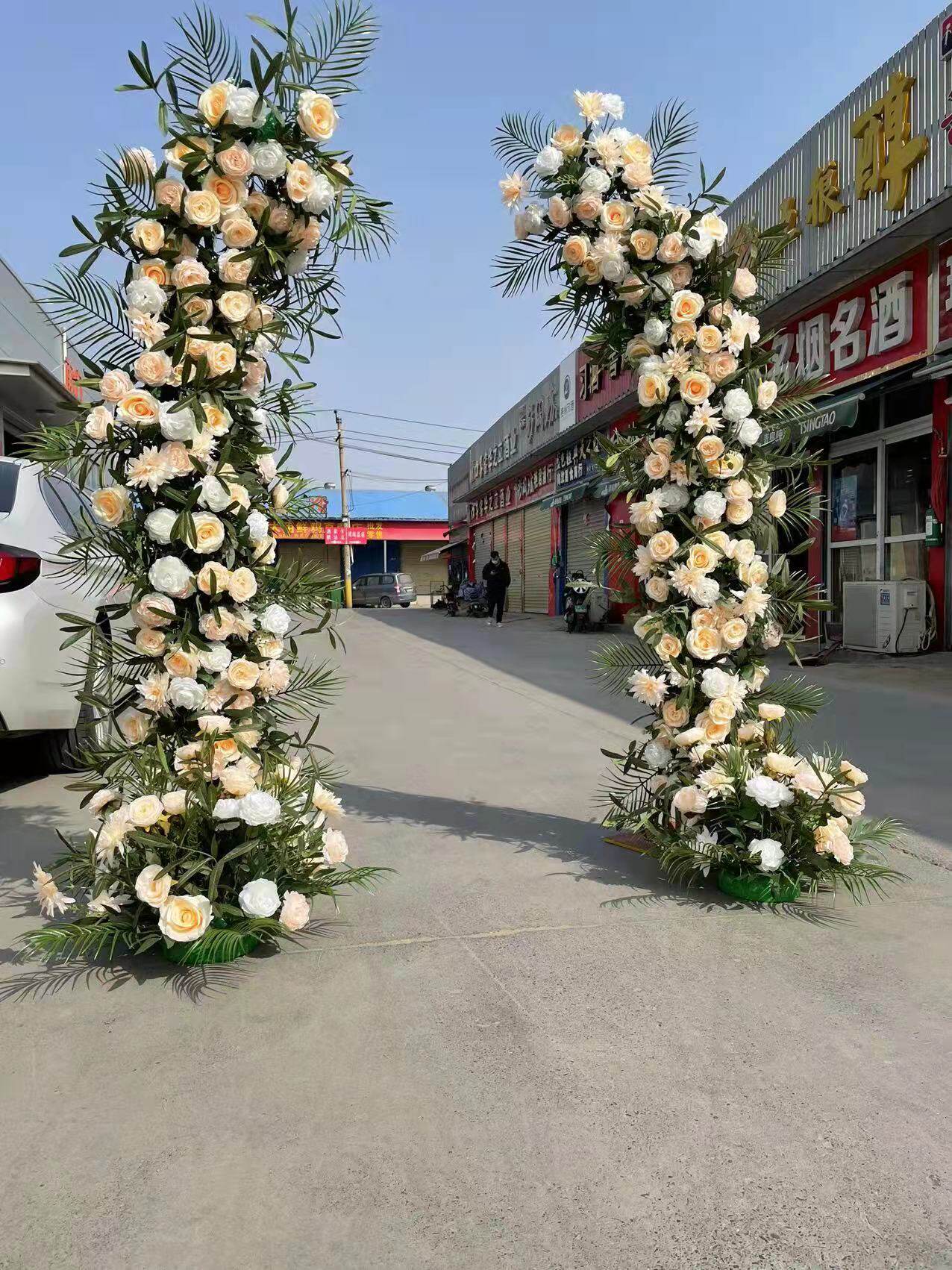 原木组合半圆弧形分体拱门森系婚庆开业鲜花鲜花拱门