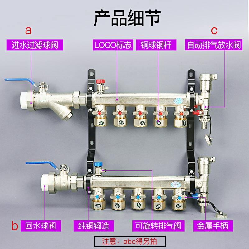 水器地暖6分地热家用暖气管全一体25支管分水器