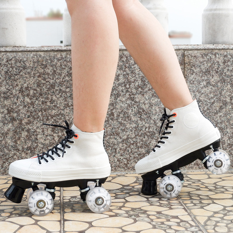 冰鞋轮滑帆布新款溜冰鞋双排四轮成人男女旱冰双排轮