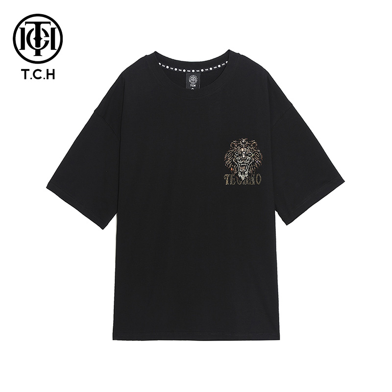 【直播间专享】TCH轻奢潮牌钻石翅膀烫钻男女同款T恤T21110C6156