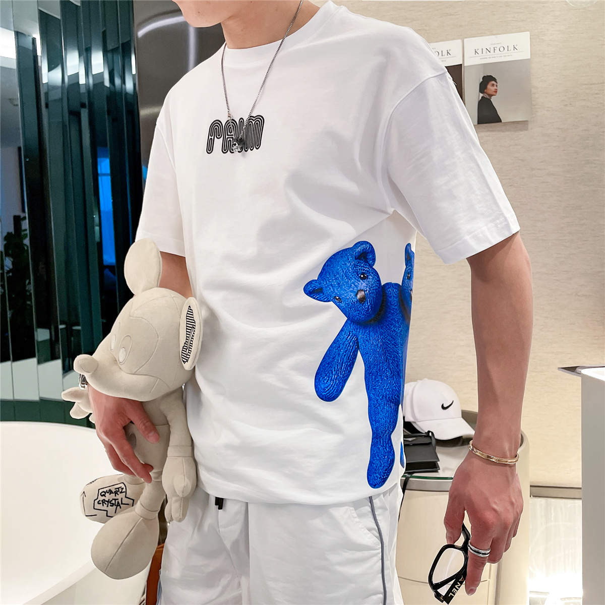 Y先生t恤2022夏季新款男白色ins男款纯棉短袖潮牌潮流体恤半袖