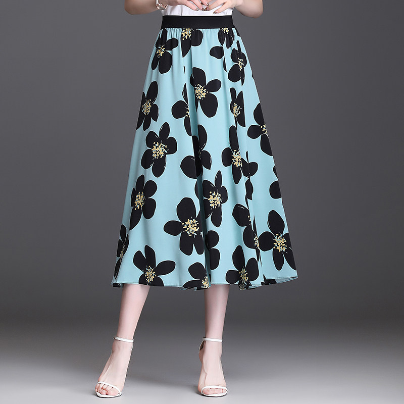 中长长裙花裙裙子仙女春季花朵裙女半身碎花半身裙