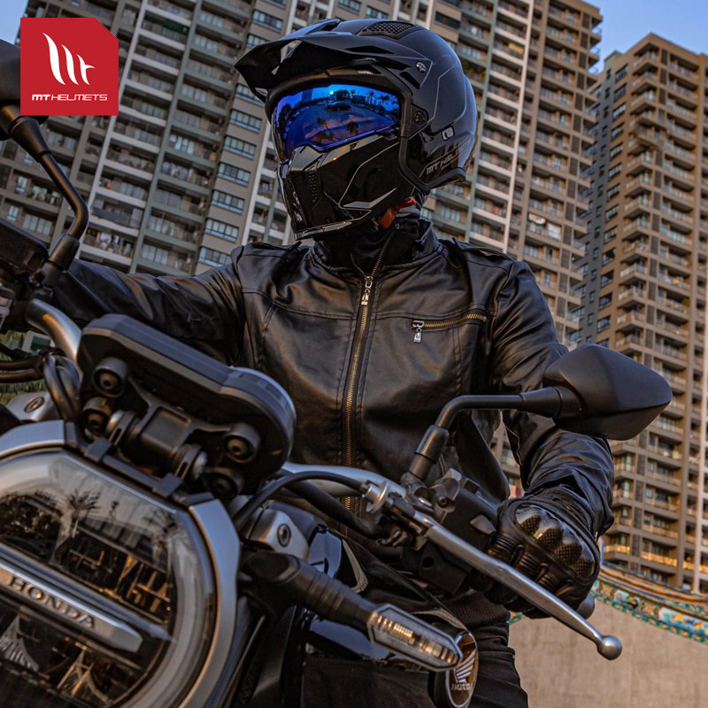 mt复古摩托车蝎子头盔街霸组合夏季全盔机车头摩托车头盔