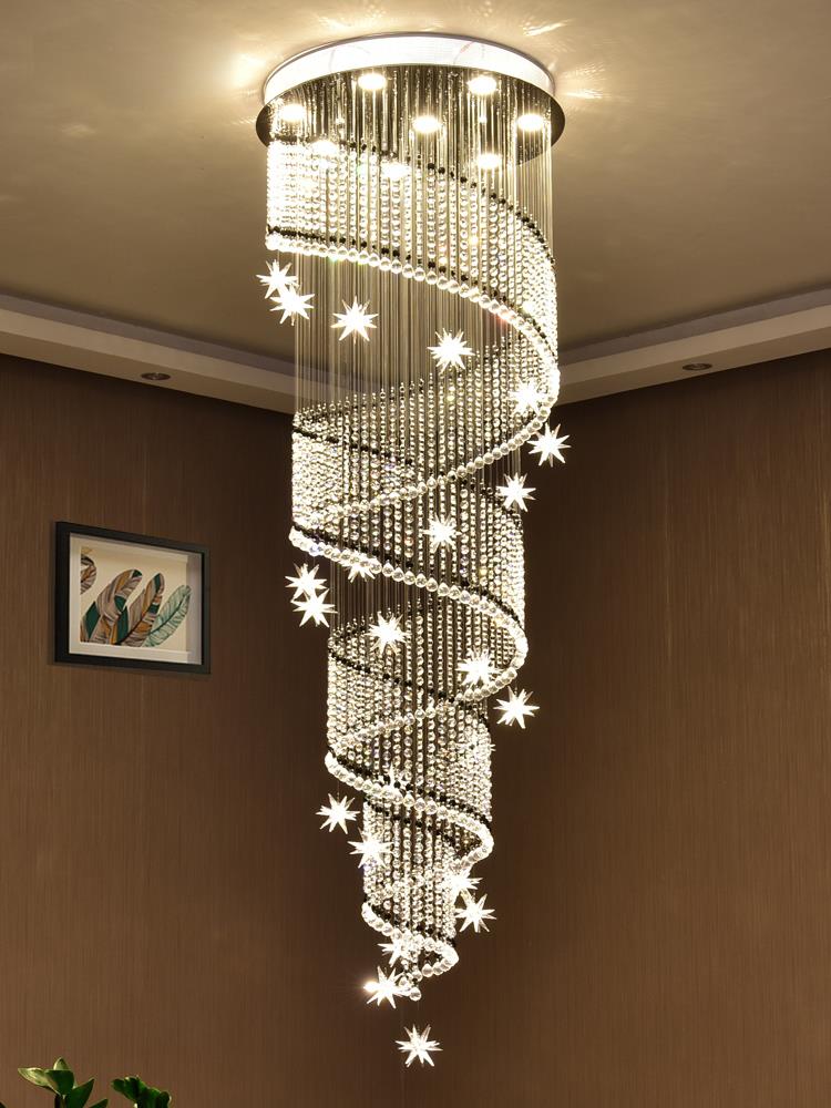 楼梯吊灯led现代简约复式别墅旋转loft公寓水晶usb灯