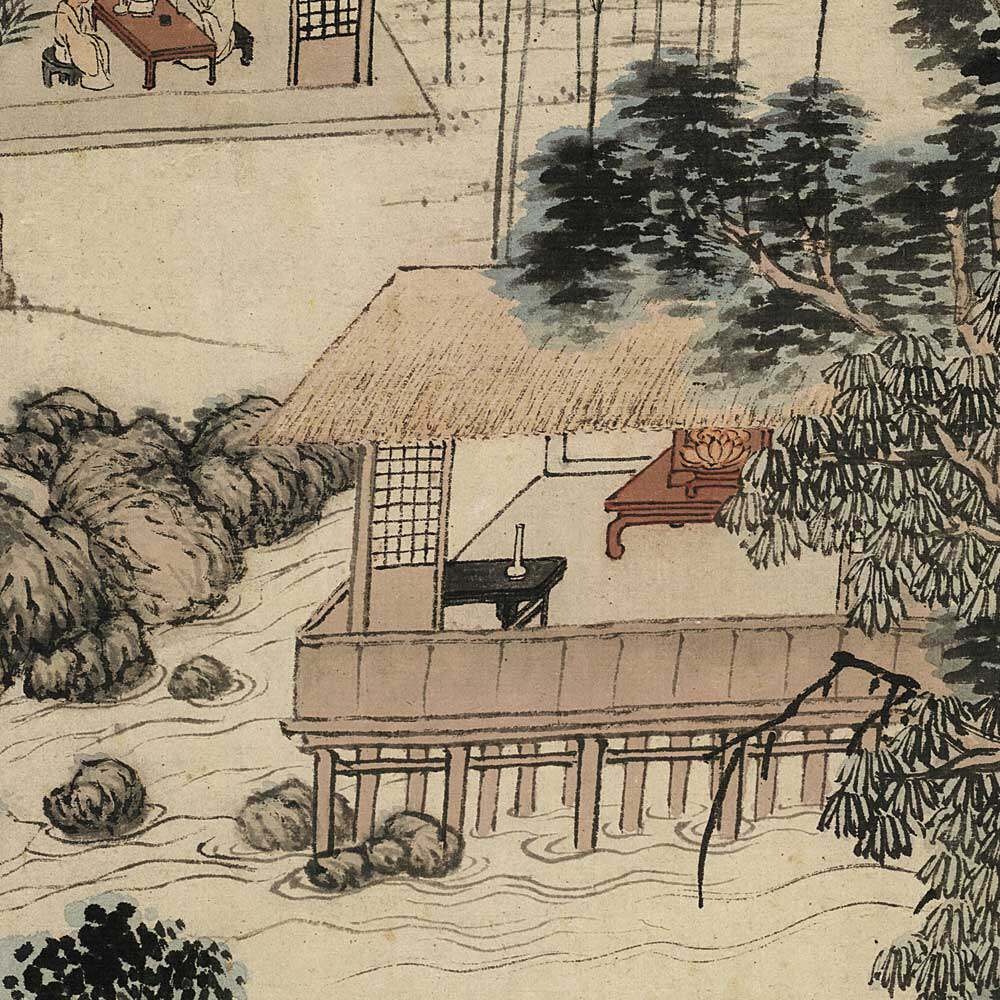 仿古古画复制明沈贞竹山房35116厘米名人字画国画