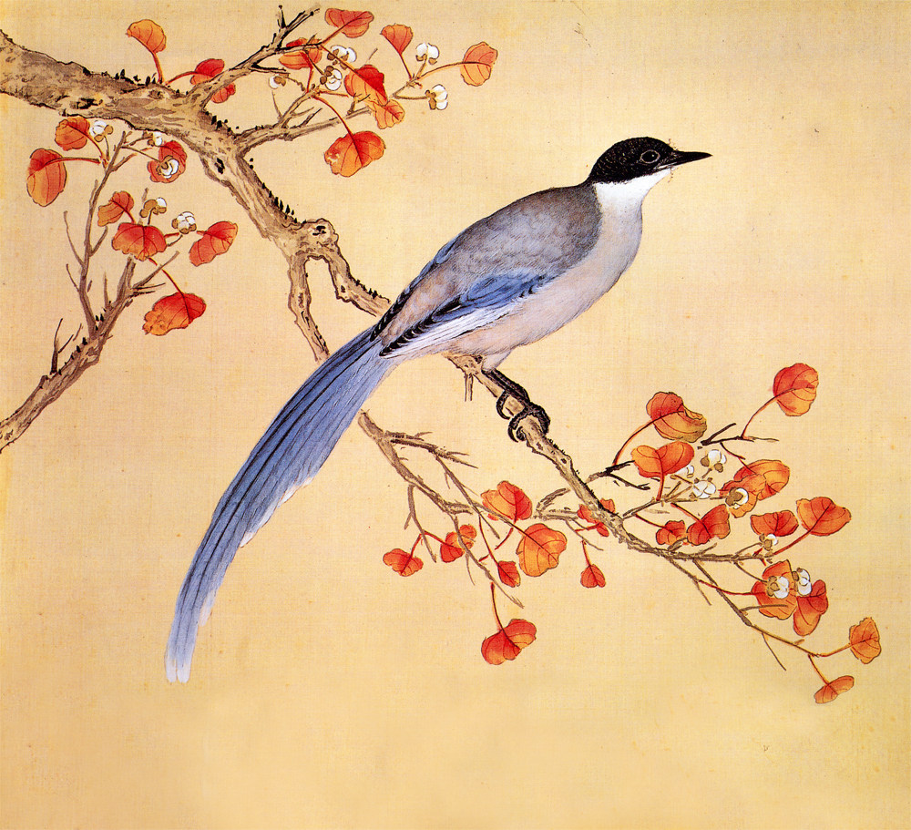 新中式中式装饰画故宫鸟谱山喜鹊仿古古画复制名人国画