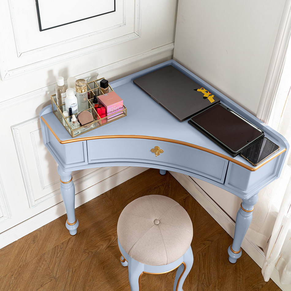 魔绘简约三角家用办公桌椅蓝色书桌