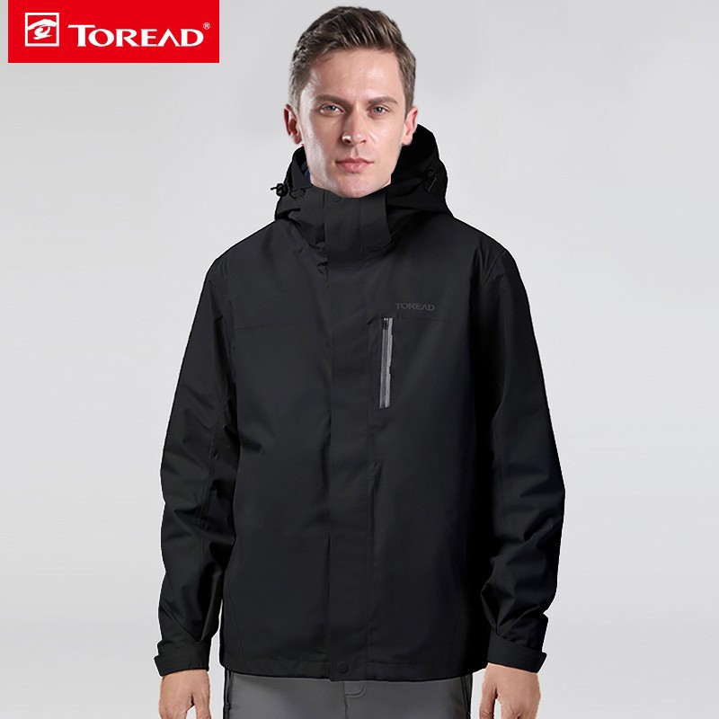 探路者冲锋衣男三合一可拆卸登山服户外秋冬加绒加厚保暖外套潮牌