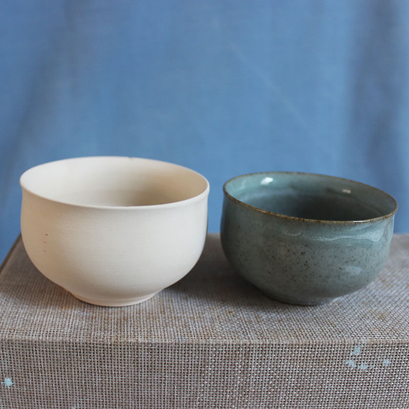 陶艺金钟小茶杯水杯茶具高白泥素坯半成品景德镇釉下茶杯