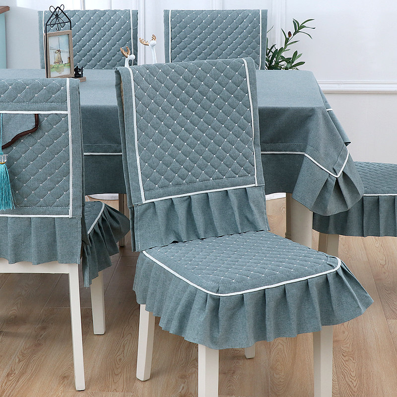 纯色亚麻棉餐桌椅子套罩高档餐桌布套装复古餐椅垫桌布中国风