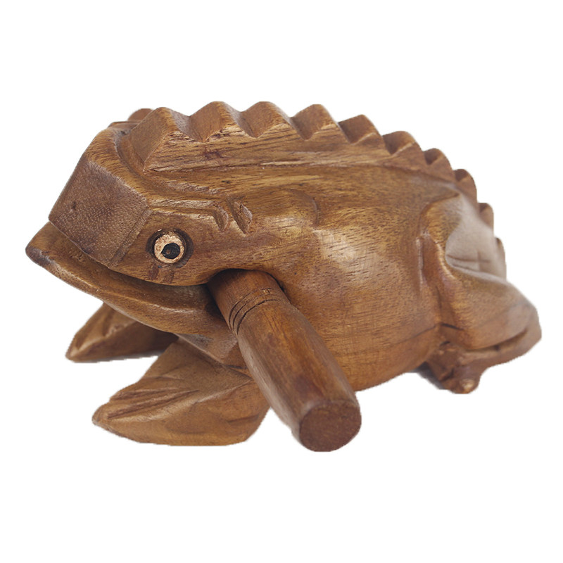木鱼泰国招财蛙蛤蟆蟾蜍木质木雕雕刻发声青蛙摆件