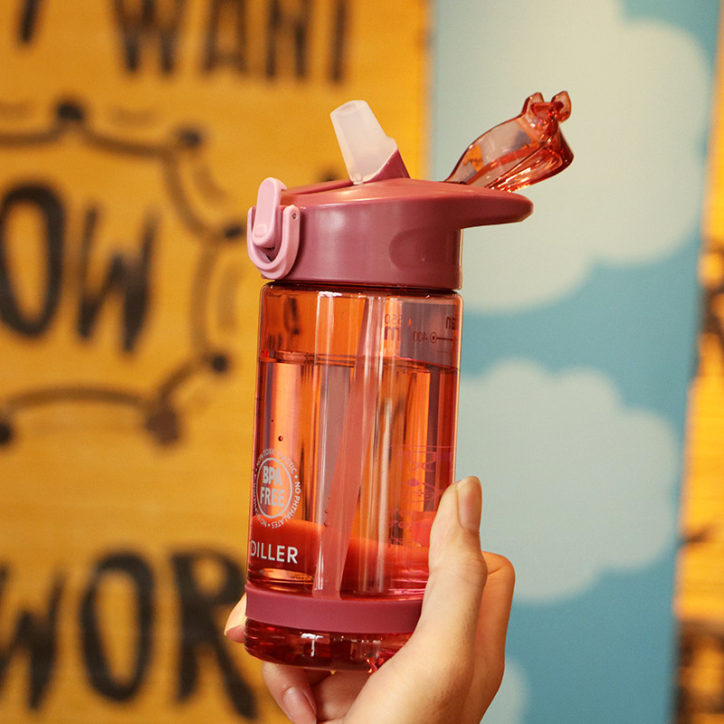 运动水杯吸管健身水壶夏天便携磨砂塑料杯子吸管杯