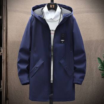 2024 Spring and Autumn Windbreaker Men's Medium Long Jacket Loose Korean Style Handsome Coat Men's Casual Top Jacket Fashion