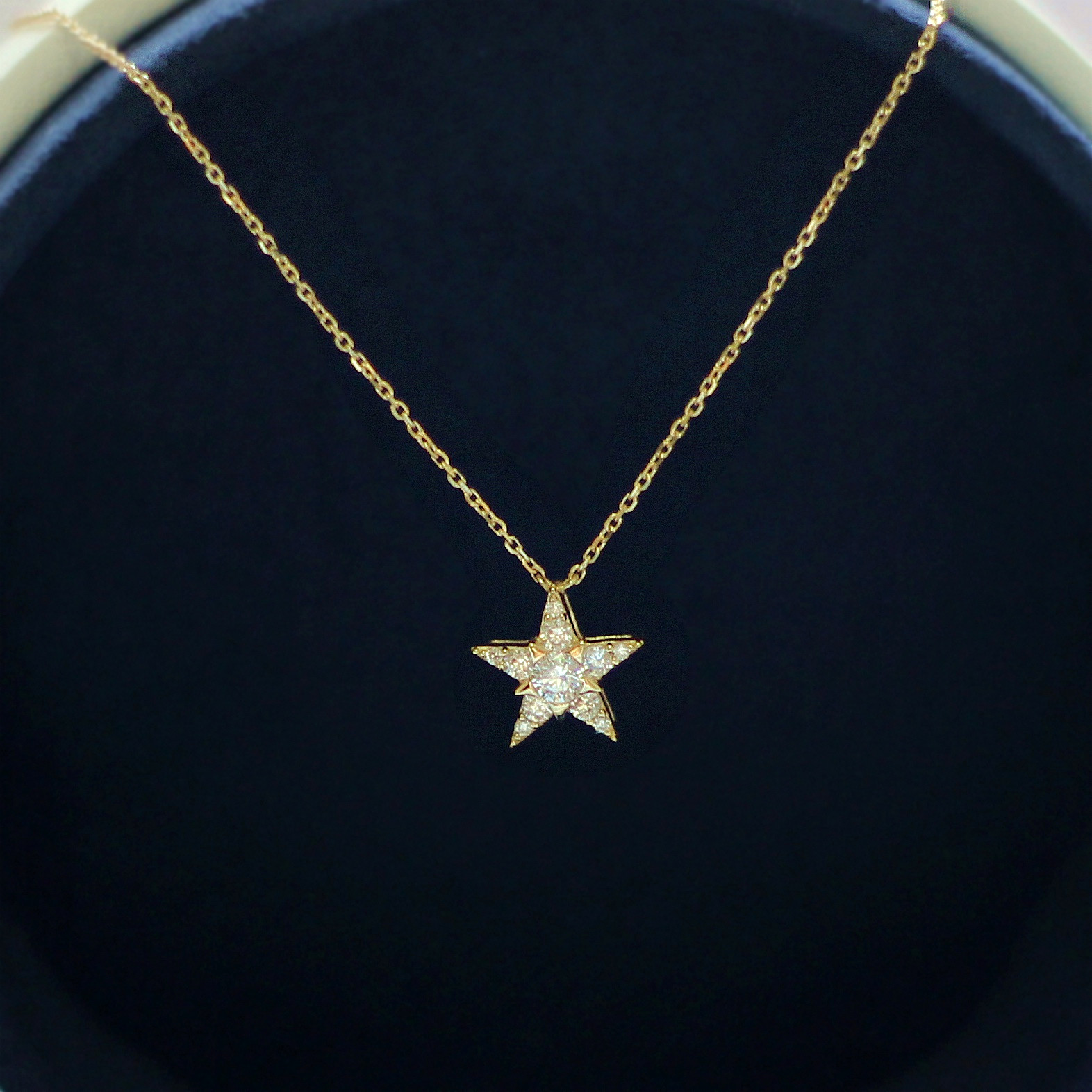 七邵闪耀那颗10k黄金五角星双层星星项链星辰颈饰