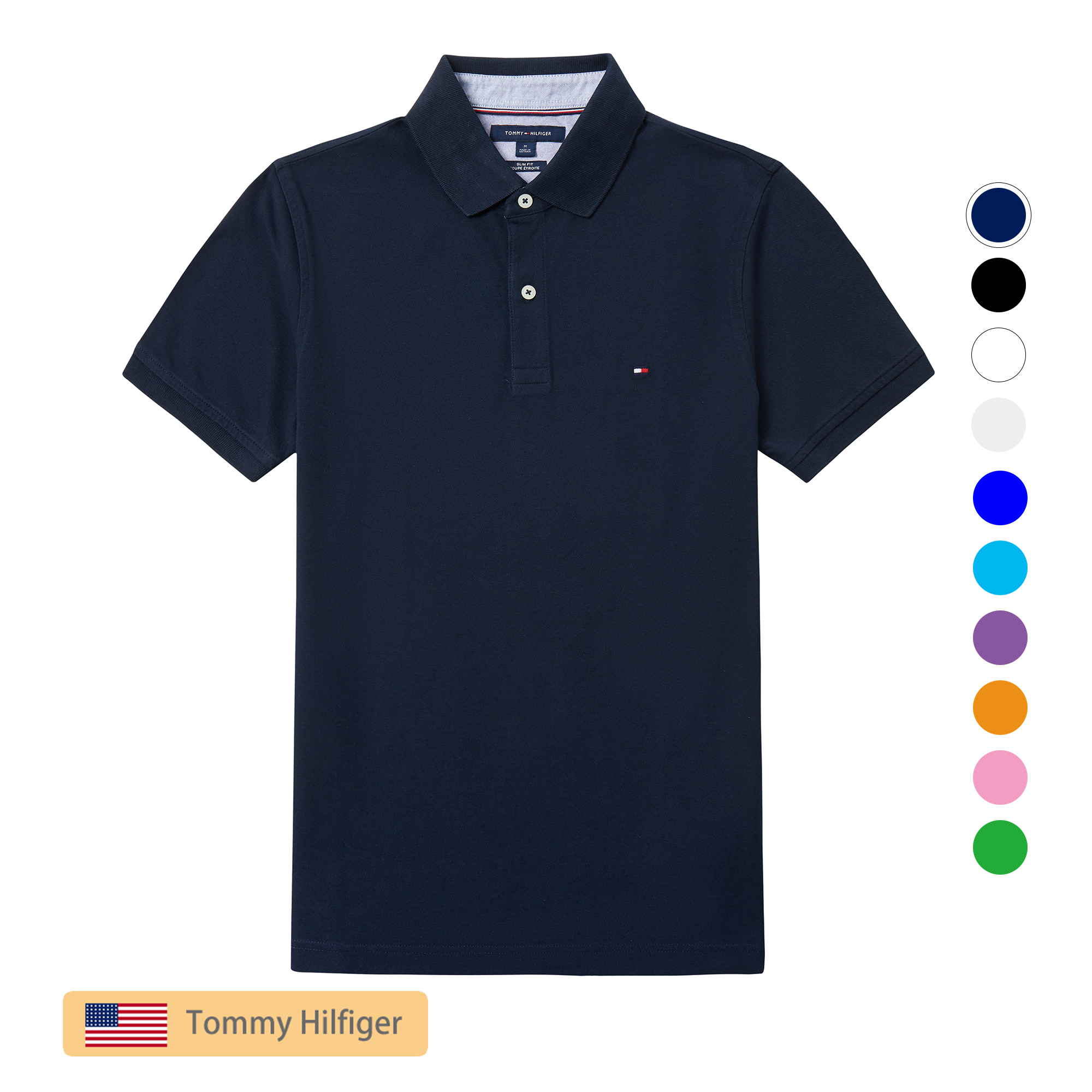 美国正品TOMMY HILFIGER汤米男夏休闲短袖polo衫弹力修身翻领T恤