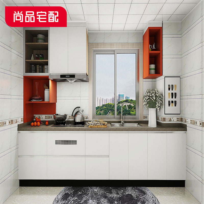 厨房尚品宅配整体橱柜定制家用开放式石英石台面台面多功能整体厨柜